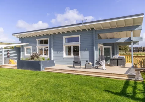 The decked patio & garden at Croftner, Great Field Lodges, Braunton