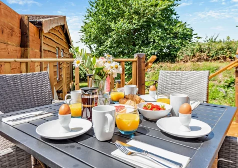 The decked terrace & alfresco dining area at Cumberland, Westward Ho!
