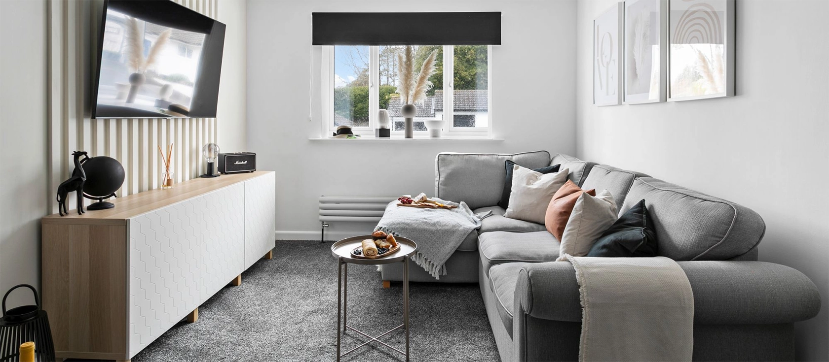 D'abode, Torquay is a beautifully furnished villa in the heart of town, less than two miles from the sandy beaches. This three-bedroom property offers a comfortable stay with a fully-equipped kitchen, an open-plan living room, and a private garden.