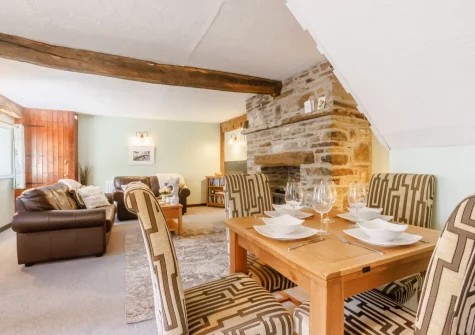 The dining area at Dairy Cottage, Swimbridge