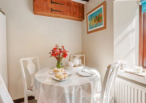The kitchen dining area at Dairy Cottage, Swimbridge