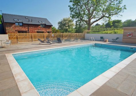 The shared swimming pool at Blagdon House Country Cottages, Blagdon
