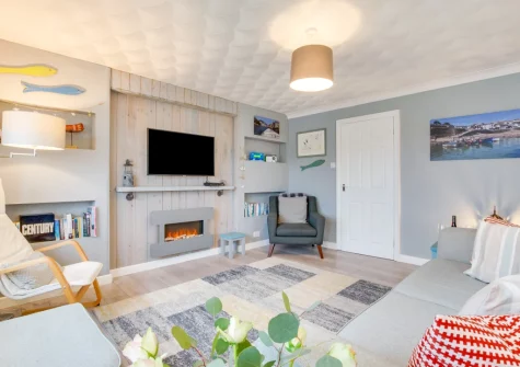 The living room at Dawn End, Looe