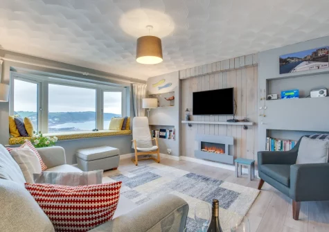 The living room at Dawn End, Looe
