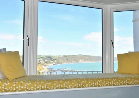 Enjoy spectacular views from the living room at Dawn End, Looe