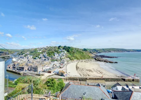 Enjoy spectacular views over Looe town, Looe Bay and the open sea beyond