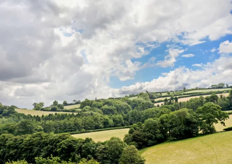 Enjoy far reaching countryside views from the balcony & alfresco dining area at Deer Lodge, High Bickington