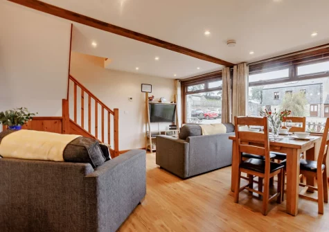 The living & dining area at Dexter Barn, Launceston