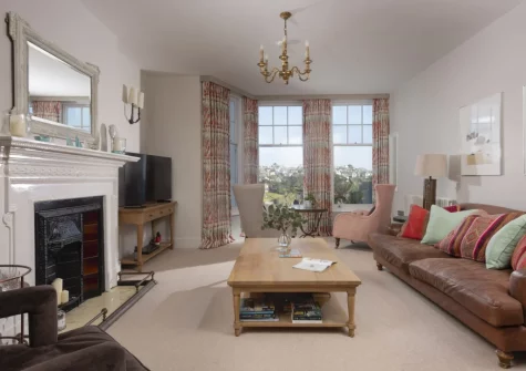 The living room at Dolly's Plaice, Fowey