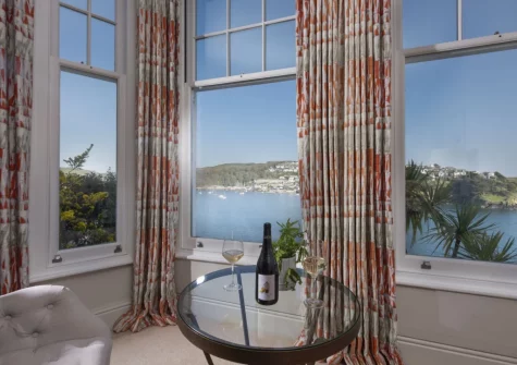 The living room view at Dolly's Plaice, Fowey