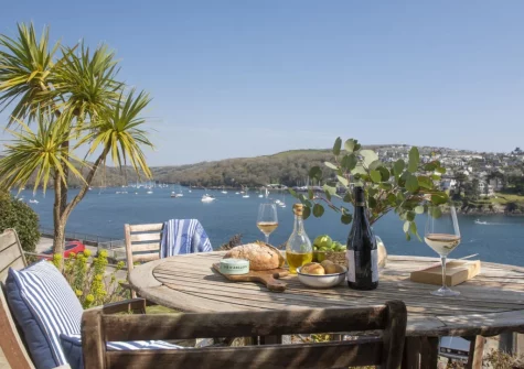 The outdoor sitting area at Dolly's Plaice, Fowey