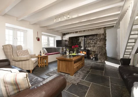 The living room at Dolor Cottage, Coverack