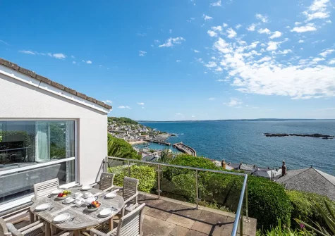 The patio & alfresco dining area at Dolphin Rise, Mousehole