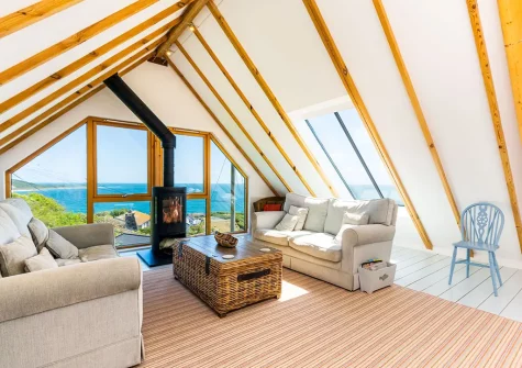 The living area at Dolphins, Coverack