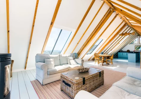 The living area at Dolphins, Coverack