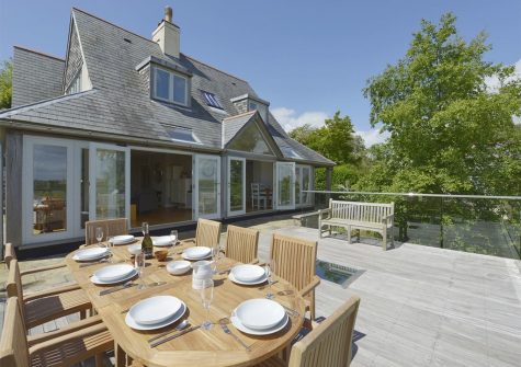 The decked terrace at Dove Cottage, Dittisham