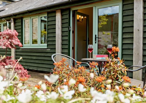 The terrace & outdoor sitting area at Dove Cottage, Uplyme