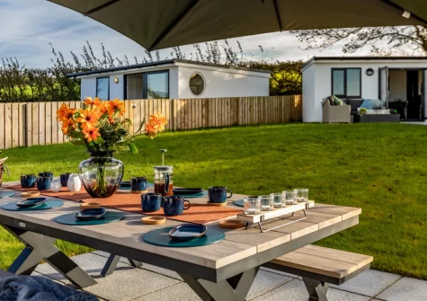 The patio, alfresco dining area & garden at Driftwood Barton Close, Instow