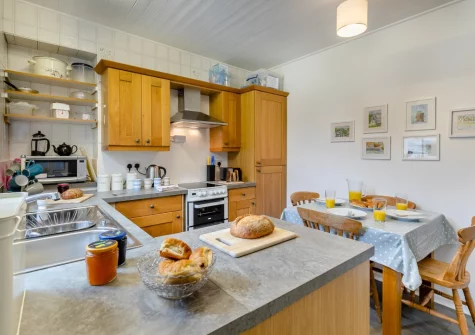 The kitchen at Driftwood Cottage, Mousehole