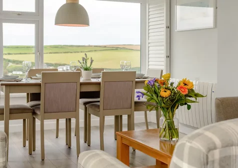 The dining area at Driftwood, Mawgan Porth