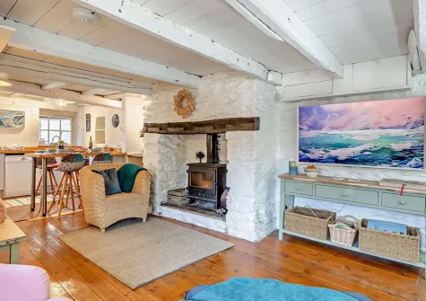 The living area at Driftwood, Salcombe