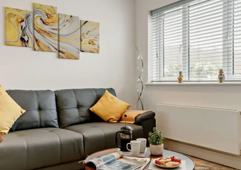 The living area at Dune Beachhouse, Westward Ho!