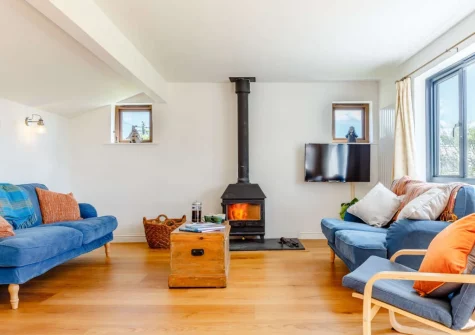 The living room at Eddystone View, Wembury