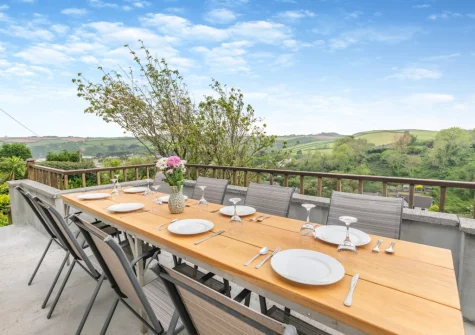 The terrace & alfresco dining area at Edgehill, Pentewan