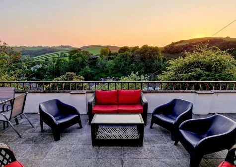 The terrace & outdoor sitting area at Edgehill, Pentewan