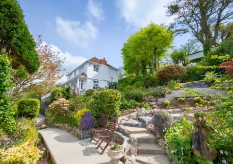 The beautifully landscaped garden at Edgehill, Pentewan