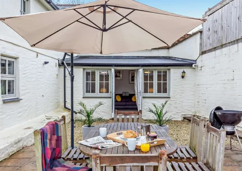 The patio, barbecue & alfresco dining area at Eretiz Barn, Ruthvoes