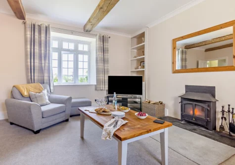 The living room at Estrayer Park Farmhouse, Meldon