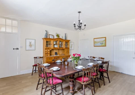 The dining room at Estrayer Park Farmhouse, Meldon