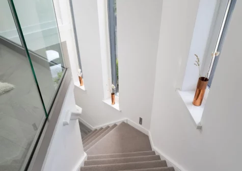 The stairs up to the first floor at Estuary Watch, Lelant