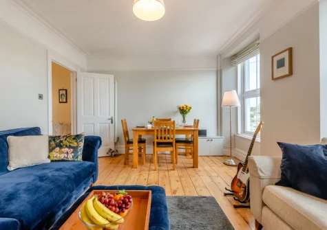 The living & dining area at Failte View, Brixham