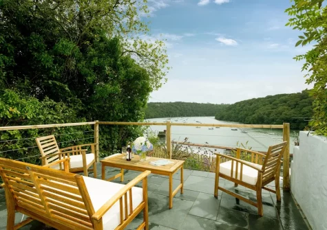 The patio & outdoor sitting area at Fal River Cottage, Malpas