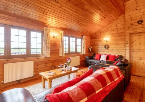 The living area at Falcon Lodge 12, Clovelly Lakes, Higher Clovelly