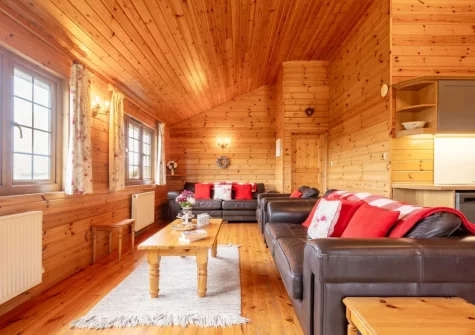 The living area at Falcon Lodge 12, Clovelly Lakes, Higher Clovelly