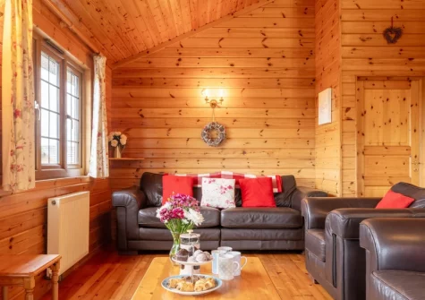 The living area at Falcon Lodge 12, Clovelly Lakes, Higher Clovelly