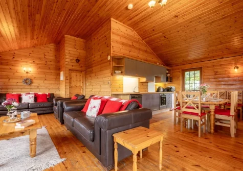 The living area at Falcon Lodge 12, Clovelly Lakes, Higher Clovelly