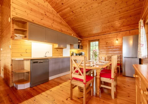 The kitchen & dining area at Falcon Lodge 12, Clovelly Lakes, Higher Clovelly