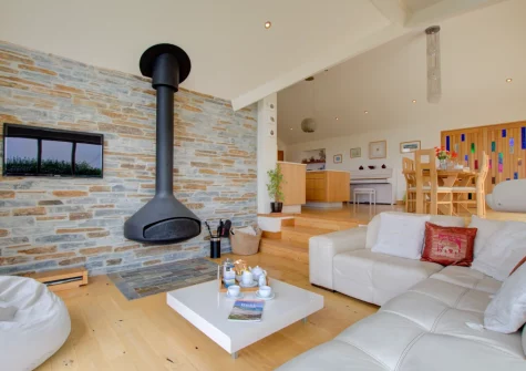 The living area at Farmlands, Porthcothan