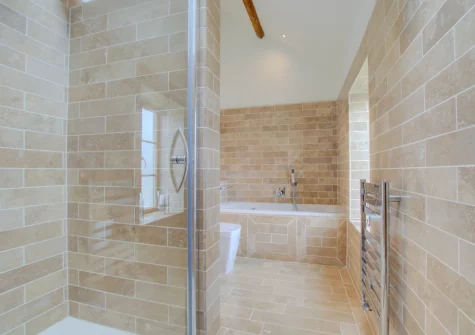 The bathroom at Farmlands, Porthcothan