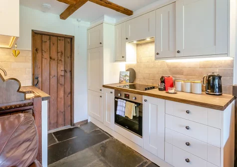 The kitchen at Farthings Cottage, Trefanny Hill