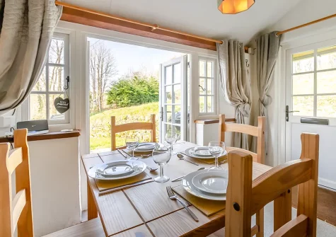 The dining area at Farthings Cottage, Trefanny Hill