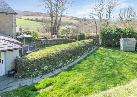 The enclosed garden at Farthings Cottage, Trefanny Hill