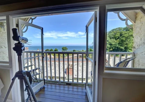 The balcony & outdoor sitting area at Ferndale House, Lynmouth