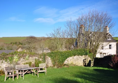 The enclosed shared garden & outdoor sitting area at Ferndale Orchard View, Chivelstone