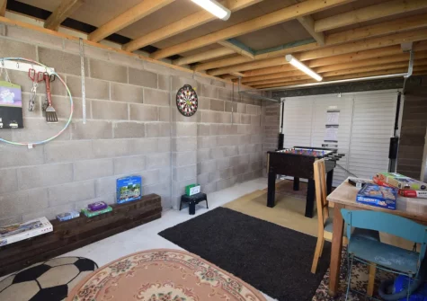 The garage games room at Fernlea, Appledore