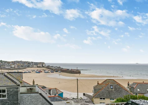 The view from the decked terrace & alfresco dining area at Fernlea Court, St Ives